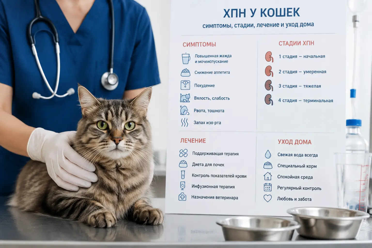 ХПН у кошек: симптомы, стадии, лечение и уход дома