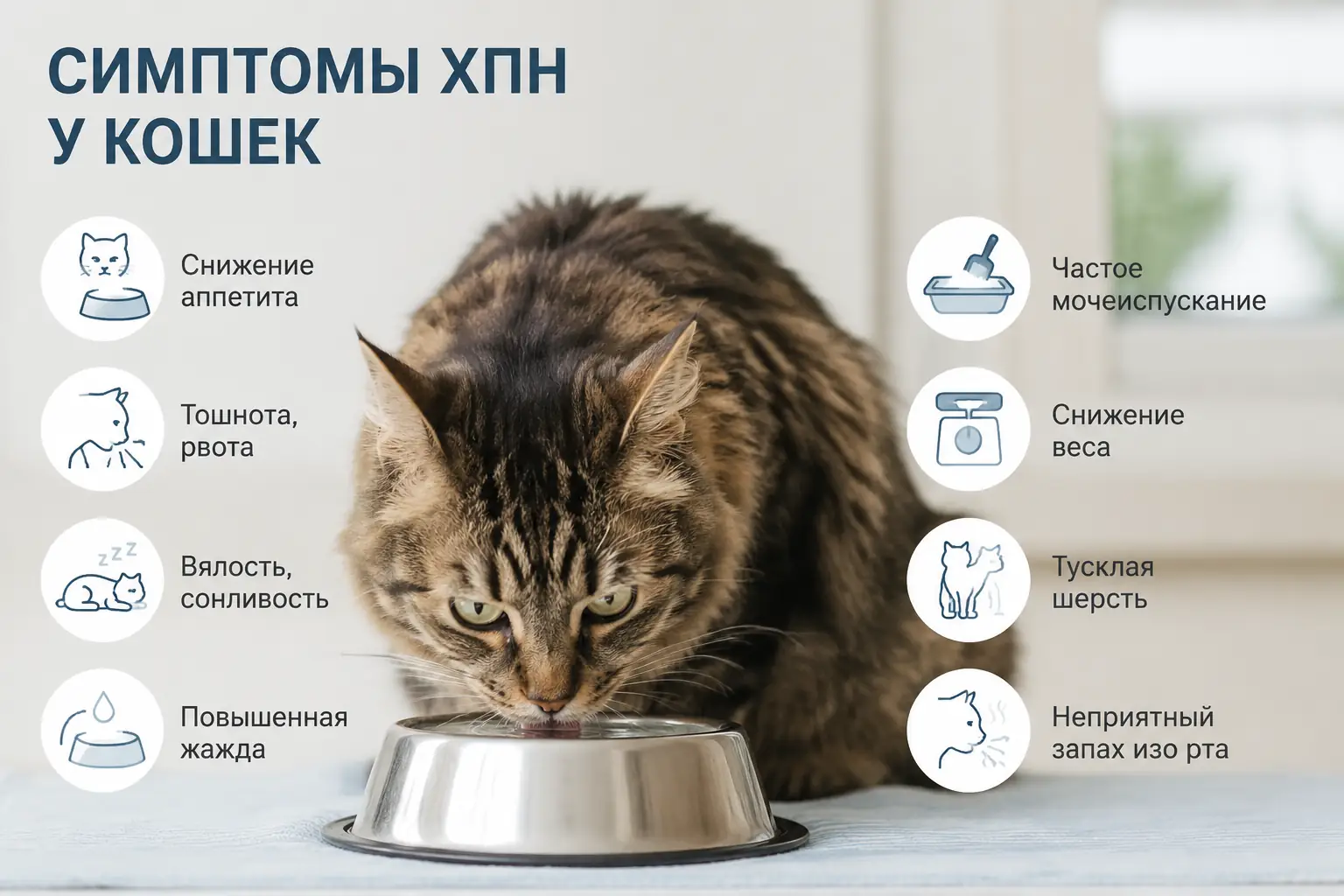 ХПН у кошек: симптомы, стадии, лечение и уход дома Симптомы ХПН у кошек