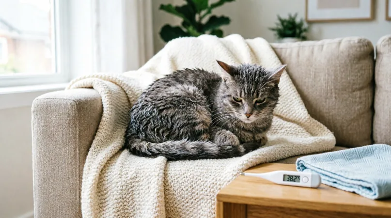кошка дрожит