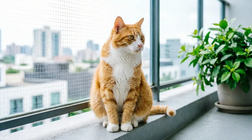 кошка на балконе Инженерные решения: классификация защитных систем