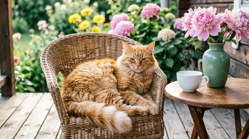 кошка на даче