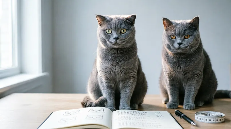 шотландская прямоухая кошка Морфологическая дивергенция: отличия от британской короткошерстной