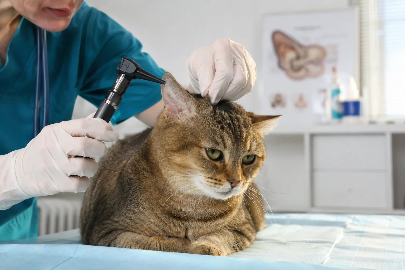 Ушной клещ у кошки