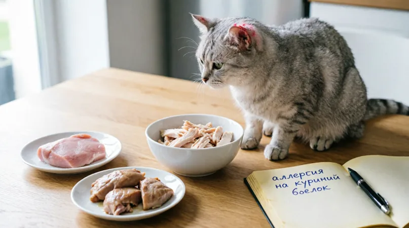вареная курица для кошки Аллергический профиль и индивидуальная непереносимость